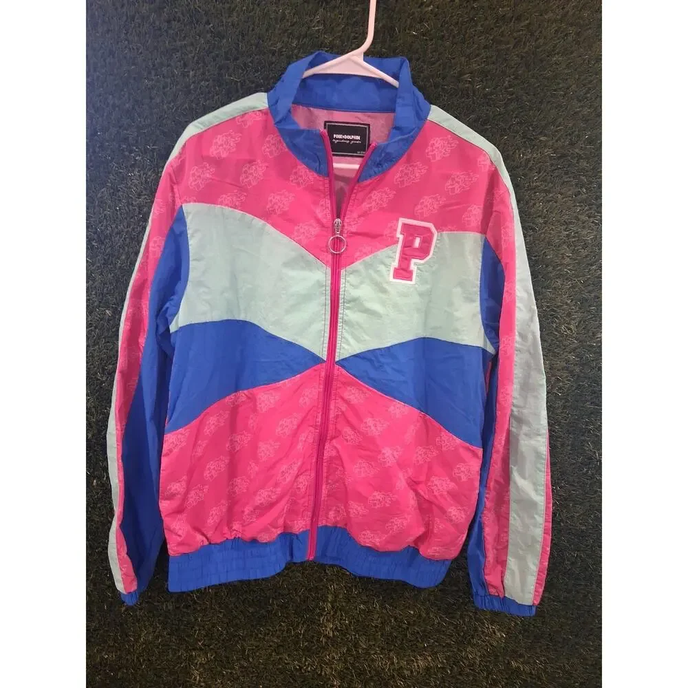 Pink Dolphin Mr Positive Colorblock Windbreaker Jacket Pink Blue Men's Size M